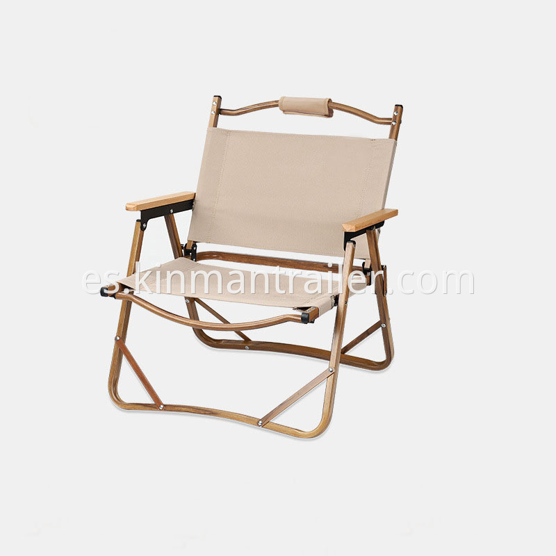 Outdoor Camping Wood Grain Color Khaki Oxford Aluminum Foldable Chair